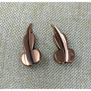 Vintage Renoir Copper Leaf Clip On Earrings Mid Century Modern Signed Botanical